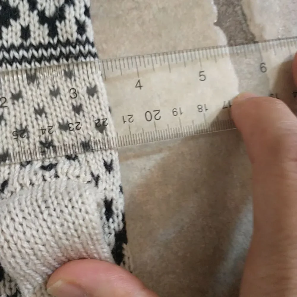 Icewear Iceland Gloves Mitten Womens S White Black Geometric 100%Wool Knit Lined